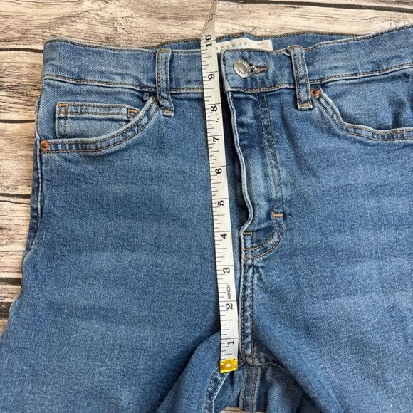 TopShop Women's Jamie Distressed Raw Hem Skinny Blue Denim Jeans 26 W26 L30 Zip - Picture 11 of 12